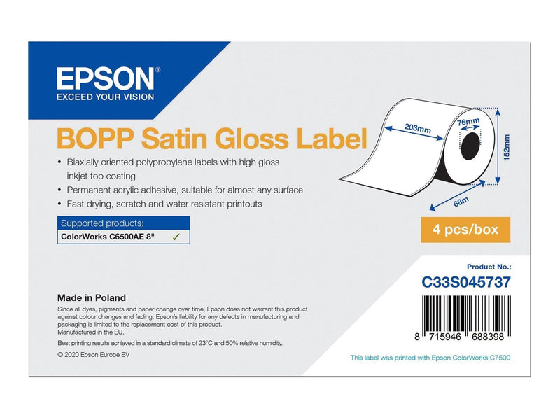 Epson - continuous labels - 4 roll(s) - Roll (20.3 cm x 68 m)