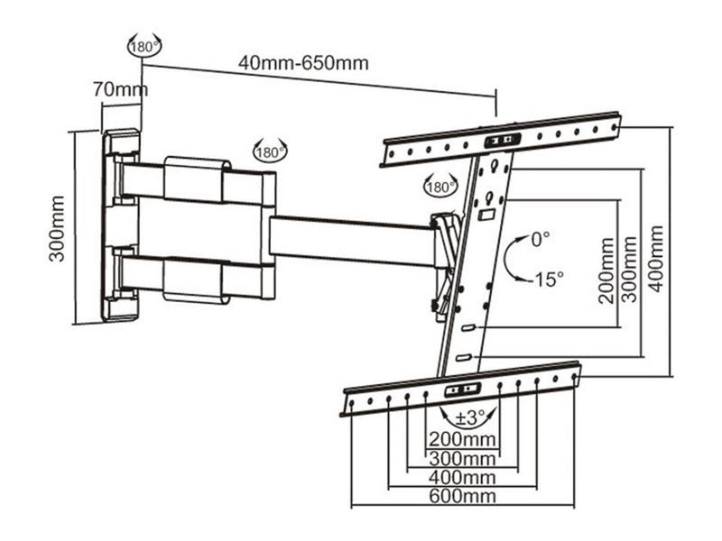 Multibrackets M Universal Flexarm neigen & Turn IIII Black 30 kg 55" 200 x 200 mm