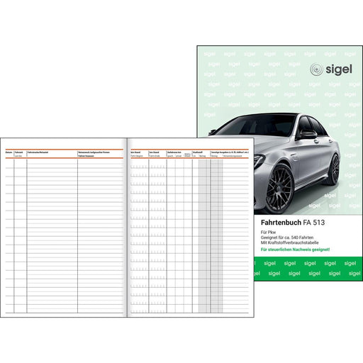 sigel Fahrtenbuch, Pkw mit Kraftstoffverbrauch FA513 DIN A5 - 32 Blatt