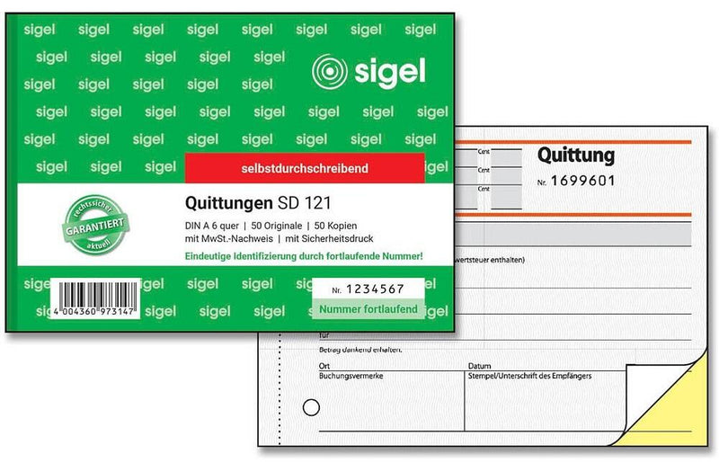 sigel Quittung SD121 DIN A6 - 2 x 50 Blatt
