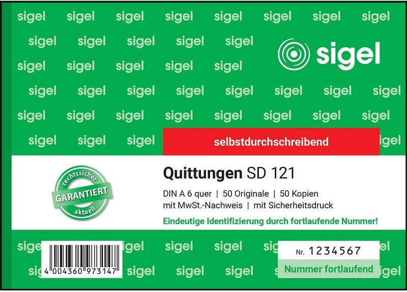 sigel Quittung SD121 DIN A6 - 2 x 50 Blatt