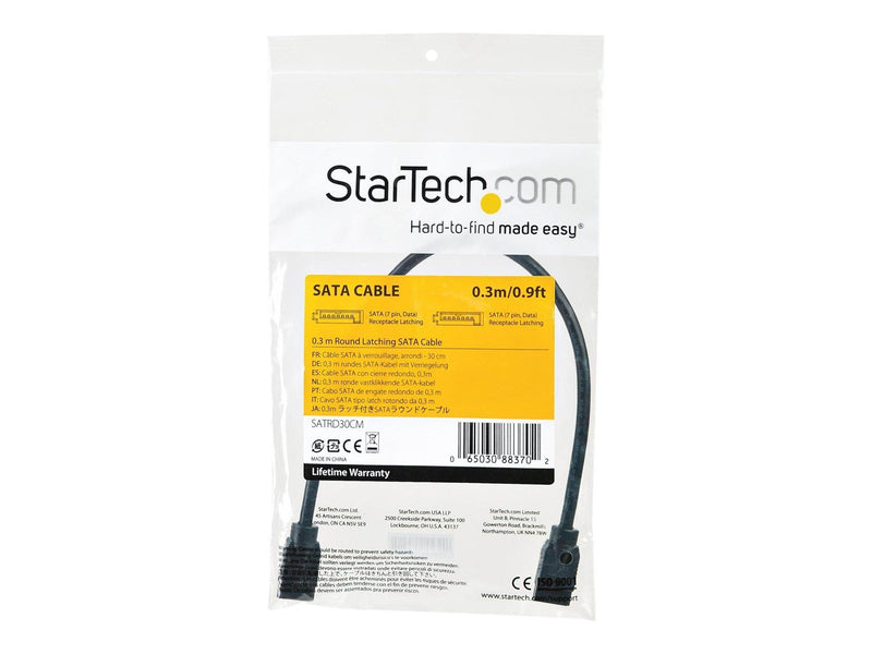 StarTech.com 0.3 m Round SATA Cable - Latching Connectors - 6Gbs SATA Cable - SATA cable - 30 cm