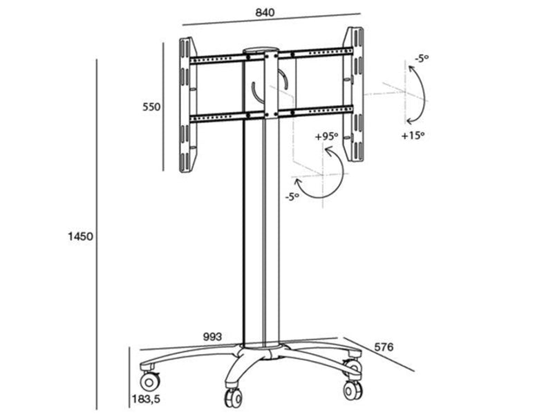 Multibrackets M Public Display Stand 145 Single Schwarz 90 kg 63" 200 x 200 mm
