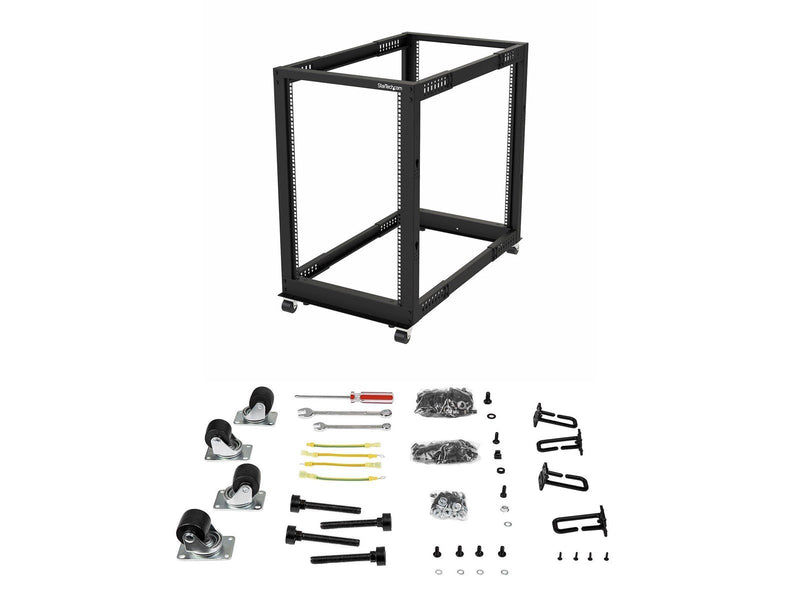 StarTech.com 4POSTRACK18U - 18U Open Cabinet Rack with Wheels