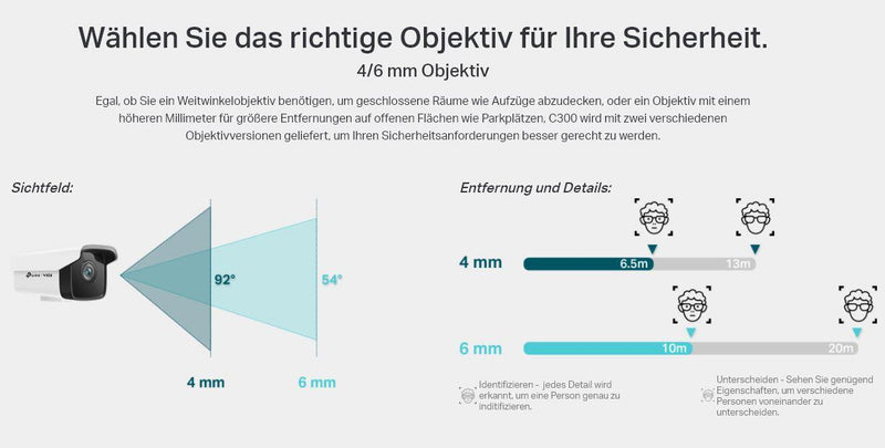 TP-Link VIGI C300 Series C300HP-6 Netzwerk-Überwachungskamera für den Außenbereich mit 6 mm Normal-Objektiv