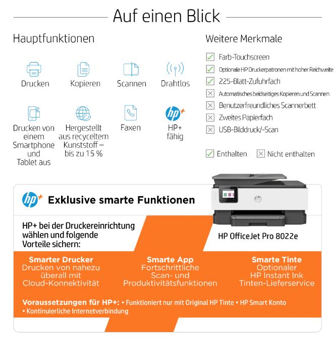HP OfficeJet Pro 8022e Tintenstrahl-Multifunktiongerät