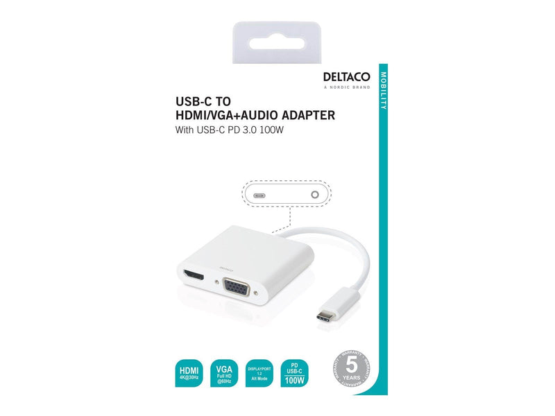 Deltaco USB-C docking station HDMI/VGA/USB-C 100