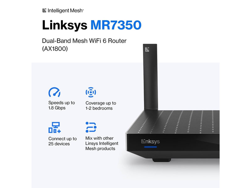 Linksys Max-Stream MR7350 Dual-Band AX1800 Mesh - Wireless router Wi-Fi 6