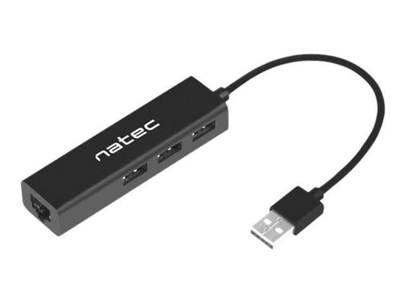 Natec Dragonfly - hub - 3 ports USB-Hubs - 3 - Schwarz