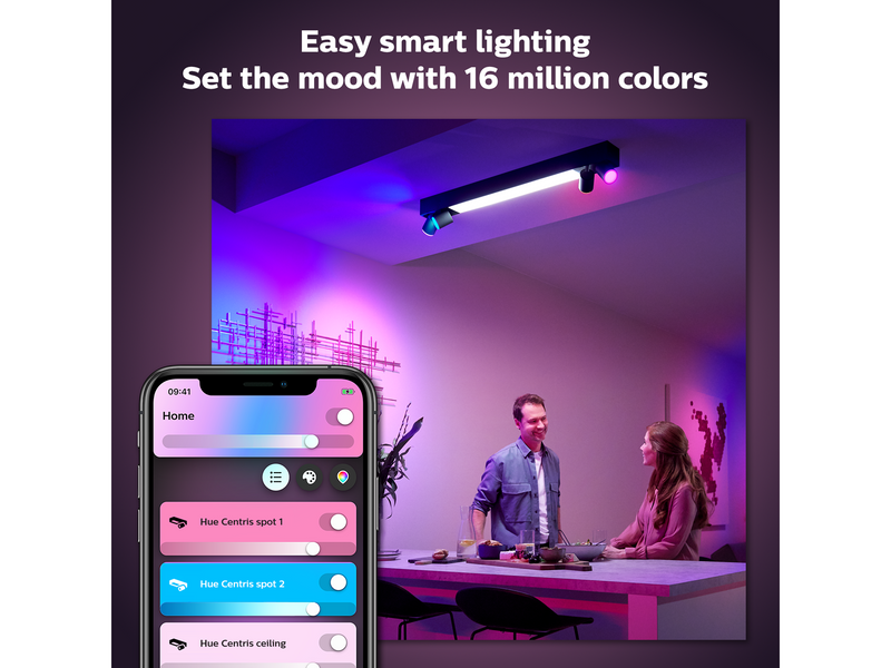 Philips Hue Centris 4-er Spots 5.7W - schwarz