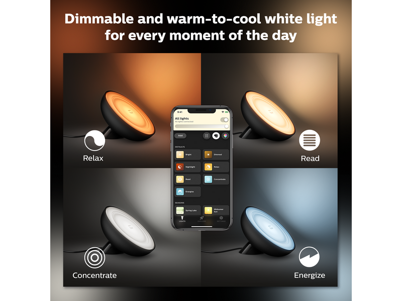Philips Hue Bloom Tragbare Tischleuchte - BT - Schwarz