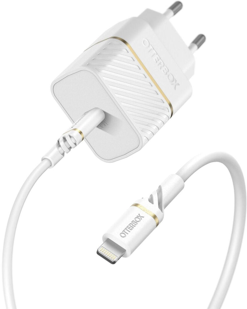 OtterBox 20 Watt Schnellladegerät mit Lightning auf USB-C Kabel (Weiß)
