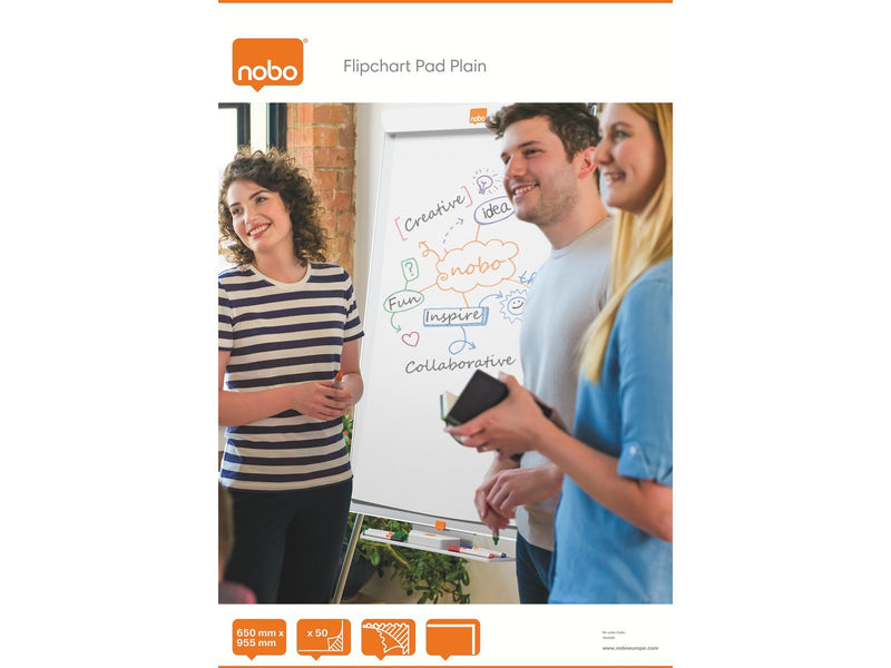 Nobo Flipchart-Block, blanko, 50 Blatt, 65 x 95,5 cm