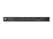 LevelOne Switch 20 Fast Ethernet-Ports mit 16 PoE-Ports 270W 2 Gigabit-Ports, 2 Gigabit SFP (FGP-2031)