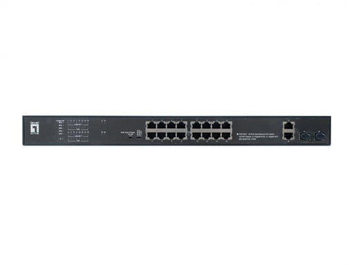 LevelOne Switch 20 Fast Ethernet-Ports mit 16 PoE-Ports 270W 2 Gigabit-Ports, 2 Gigabit SFP (FGP-2031)