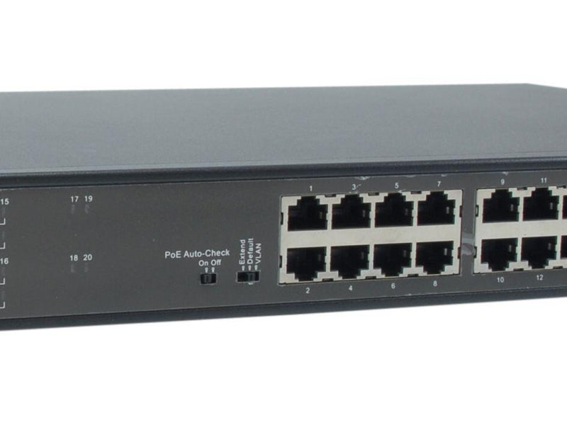 LevelOne Switch 20 Fast Ethernet-Ports mit 16 PoE-Ports 270W 2 Gigabit-Ports, 2 Gigabit SFP (FGP-2031)