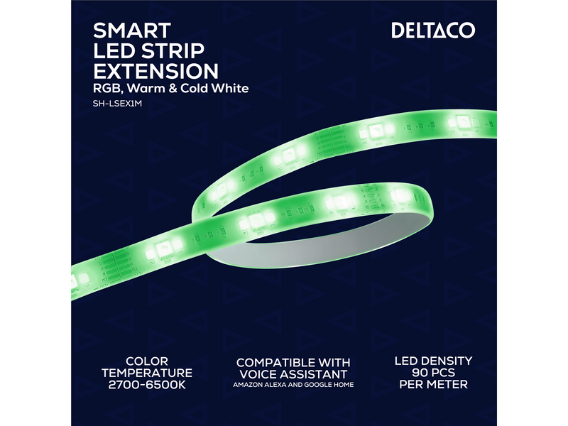 Deltaco SMART HOME LED strip extension 1m RGB 2700K-6500K 6-pin fits SH-LS3M white