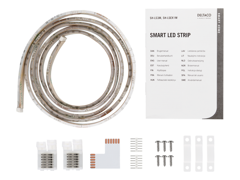 Deltaco SMART HOME LED strip extension 1m RGB 2700K-6500K 6-pin fits SH-LS3M white