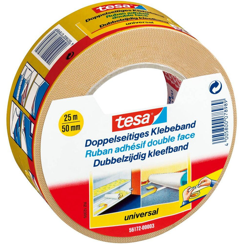 tesa universal doppelseitiges Klebeband 50 mm x 25 m braun