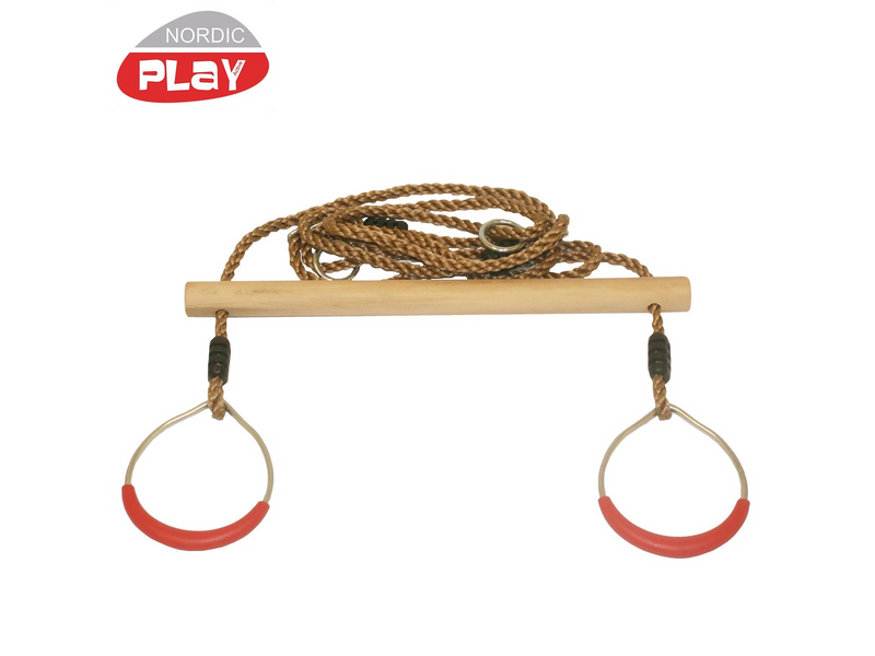 Nordic Play Wooden trapeze swing with rings