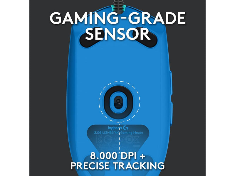 Logitech G203 LIGHTSYNC - Blue - Gaming Maus (Blau mit RGB)