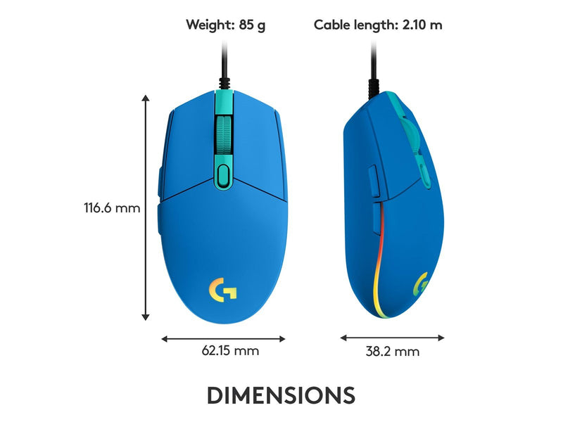 Logitech G203 LIGHTSYNC - Blue - Gaming Maus (Blau mit RGB)
