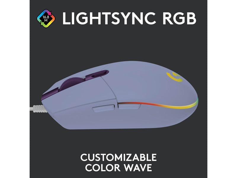 Logitech G203 LIGHTSYNC - Lilac - Gaming Maus (Lila mit RGB)