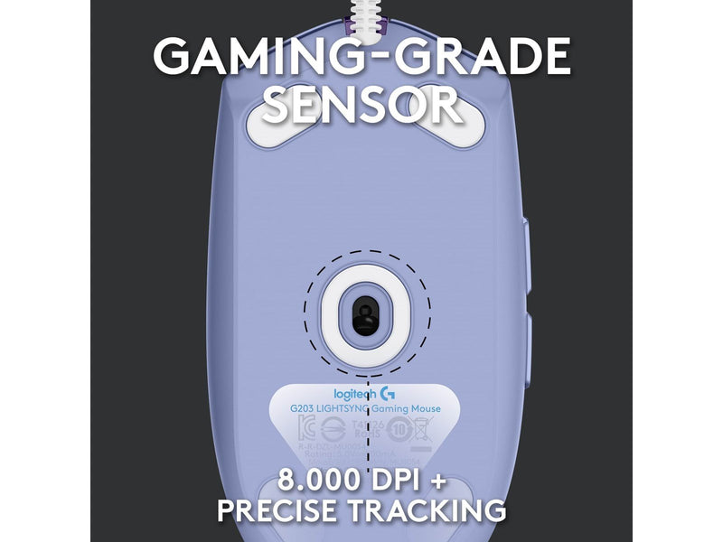 Logitech G203 LIGHTSYNC - Lilac - Gaming Maus (Lila mit RGB)