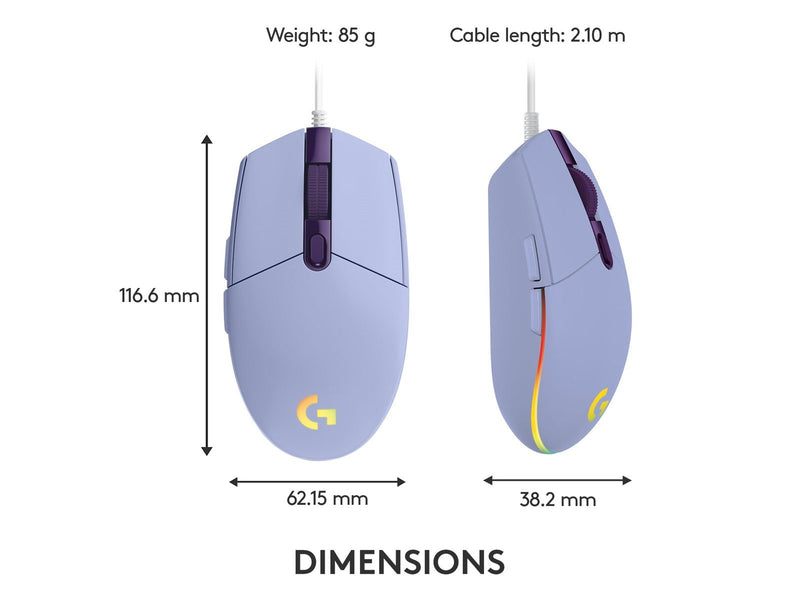 Logitech G203 LIGHTSYNC - Lilac - Gaming Maus (Lila mit RGB)