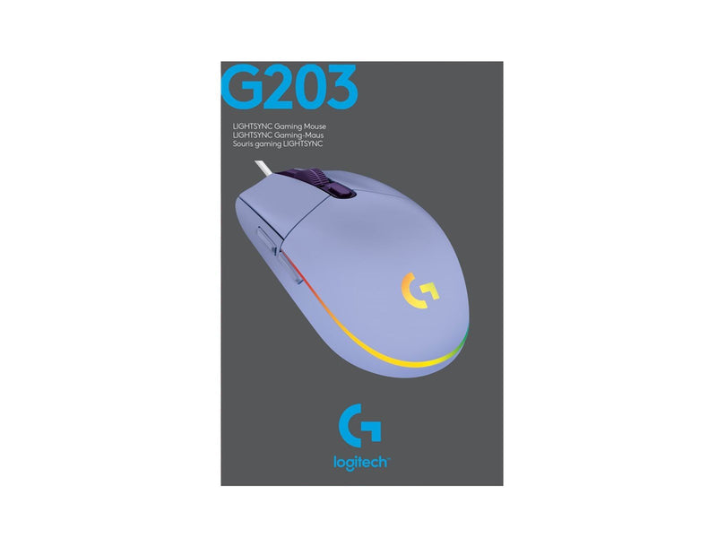 Logitech G203 LIGHTSYNC - Lilac - Gaming Maus (Lila mit RGB)