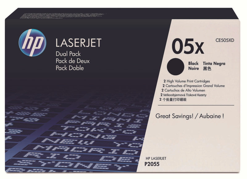 HP Original 05X Toner Doppelpack schwarz hohe Kapazität 2 x 6.500 Seiten (CE505XD)