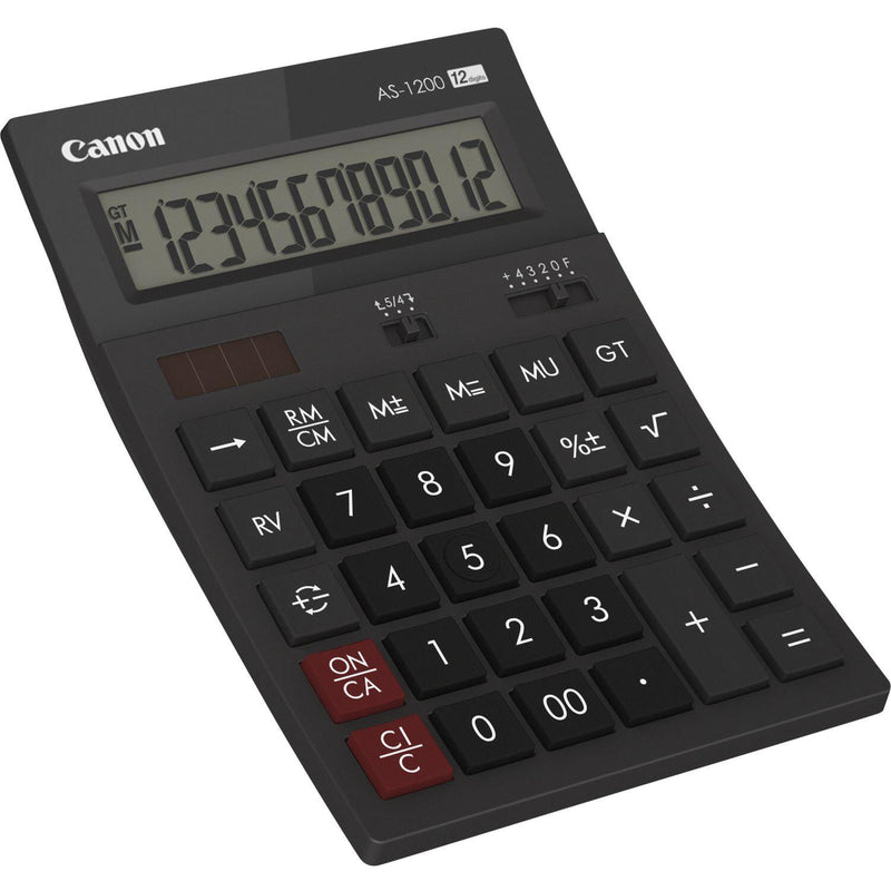 Canon AS-1200 Wirtschaftlicher Rechner 12 Stellen Solarpanel, LCD-Display