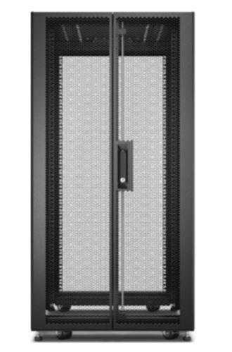 APC Easy Rack 600mm/24HE/1200mm mit Dach, Seitenwand, Rollen, Füßen und 4 Halterungen, ohne Boden, schwarz