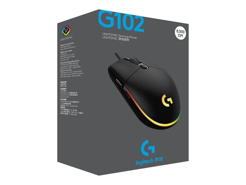 Logitech G102 LIGHTSYNC - Black - Gaming Maus (Schwarz mit RGB)