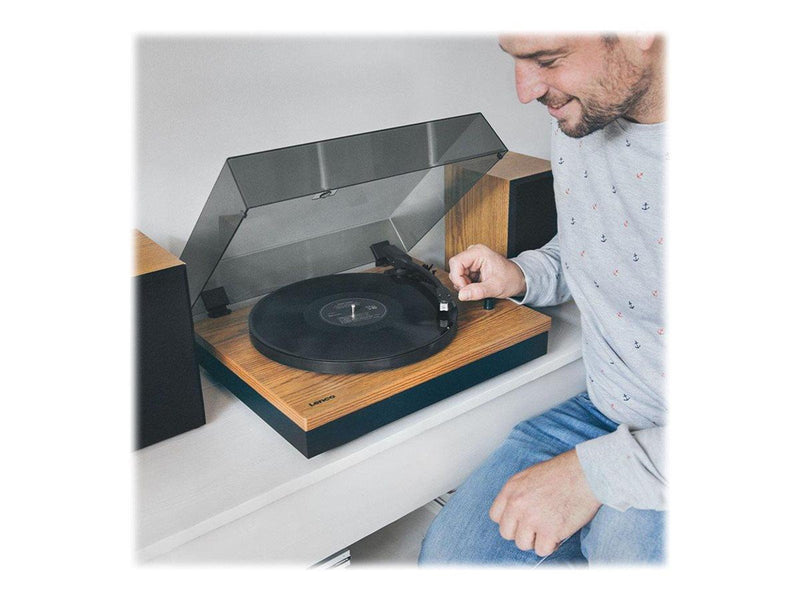 Lenco LS-300WD - Record Player with Bluetooth® and two separate speakers - Wood - Plattenspieler Braun