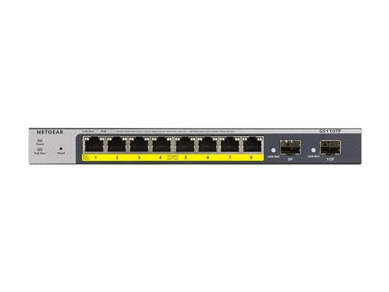 Netgear GS110TPv3 8-Port Gigabit PoE+ Ethernet Smart Switch with 2 SFP Ports and Cloud Management