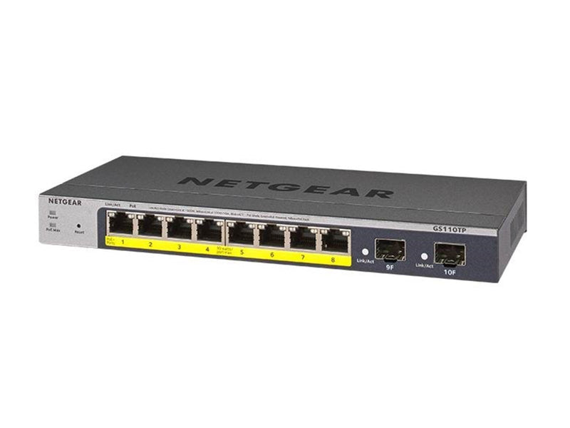 Netgear GS110TPv3 8-Port Gigabit PoE+ Ethernet Smart Switch with 2 SFP Ports and Cloud Management