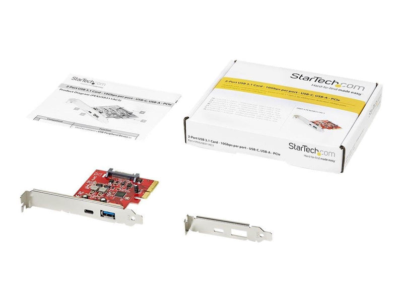 StarTech.com 2-Port 10Gbps USB-A & USB-C PCIe Card Adapter - USB 3.1 Gen 2 PCI Express Expansion Add-On Card - Windows macOS Lin