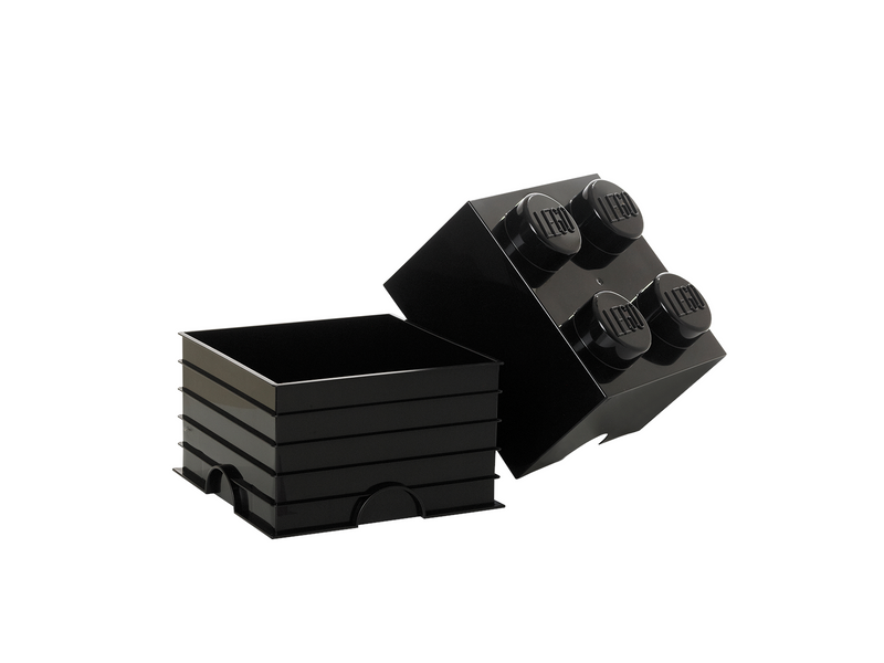 LEGO Aufbewahrungsstein, 4 Noppen, schwarz