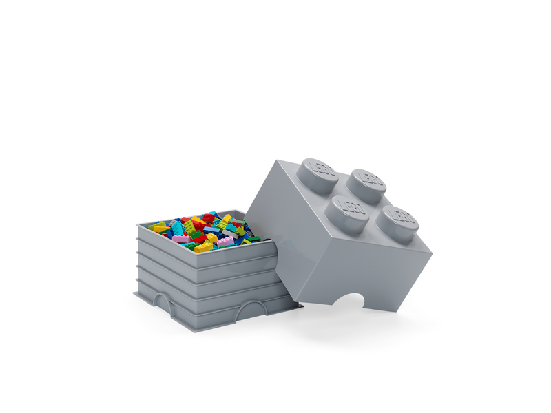 LEGO Aufbewahrungsstein, 4 Noppen, grau