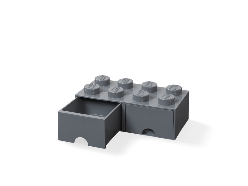 LEGO Schublade 8 Noppen, 2 Schubladen, dunkel grau