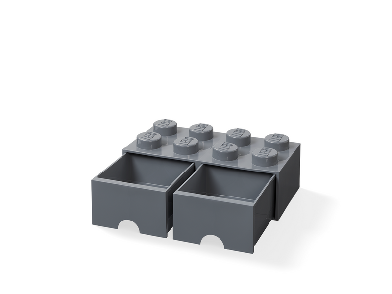 LEGO Schublade 8 Noppen, 2 Schubladen, dunkel grau