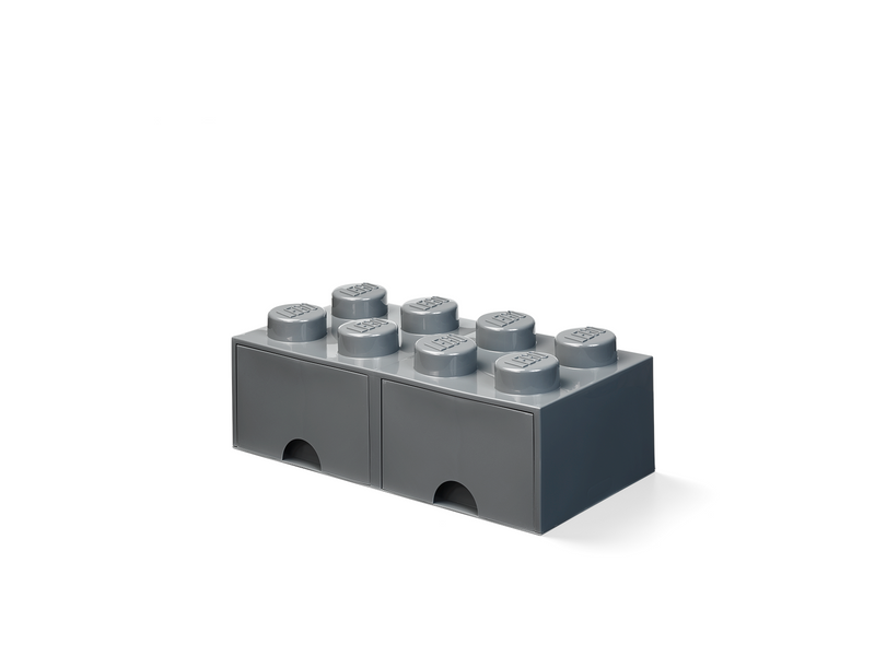 LEGO Schublade 8 Noppen, 2 Schubladen, dunkel grau