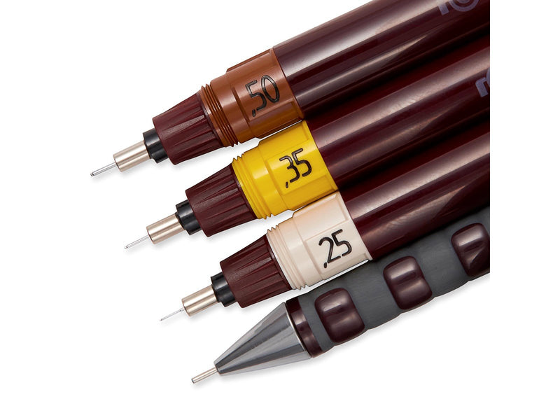 Rotring rOtring Isograph Fineliner College Set | 3 Isograph Tuschefüller (0,25 mm, 0,35 mm und 0,50 mm), Tikky Druckbleistift (0
