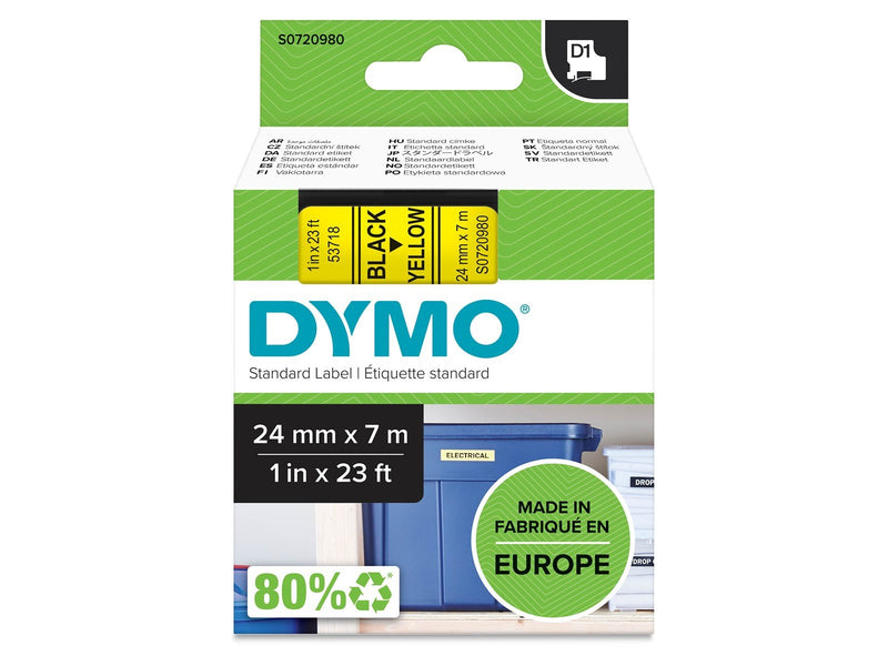 DYMO D1-Etikettenband | schwarz auf gelb | 24 mm x 7 m