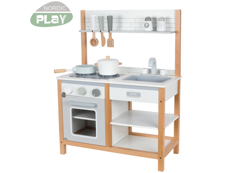 Nordic Play Play kitchen with accessories Nature