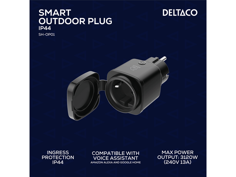 Deltaco SMART HOME outdoor plug WiFi IP44 1xCEE 7/3 13A black/green