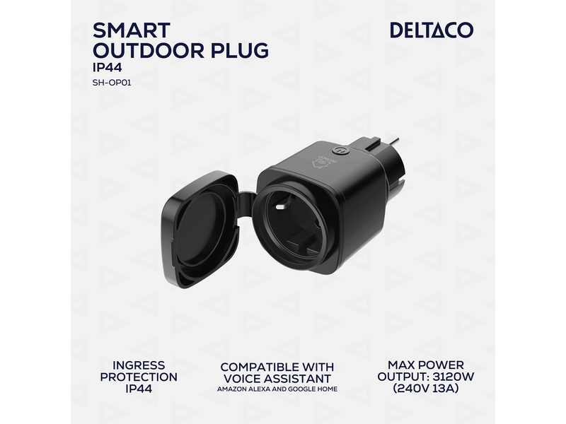 Deltaco SMART HOME outdoor plug WiFi IP44 1xCEE 7/3 13A black/green