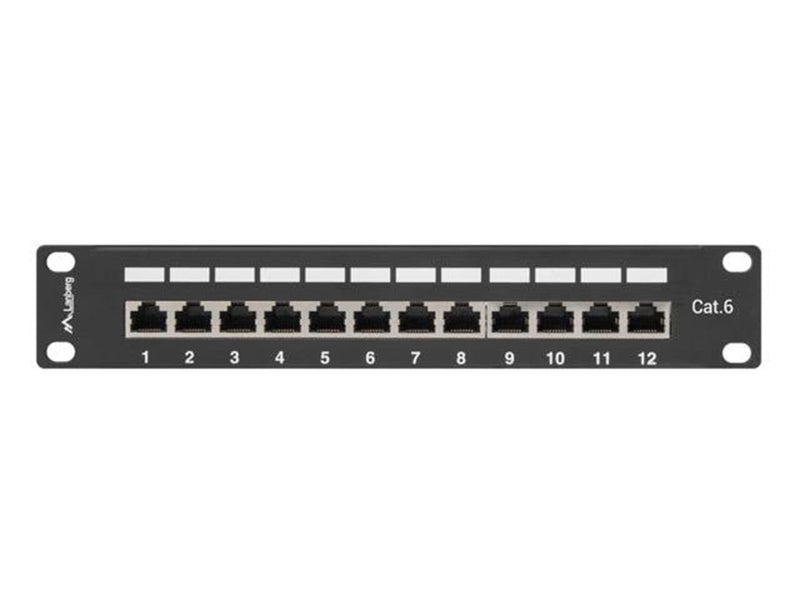 Lanberg PPF6-9012-B Patch Panel 12-Port 1U 10" Cat6 FTP Shielded Black