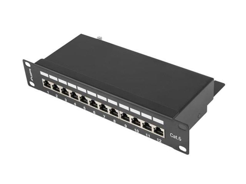 Lanberg PPF6-9012-B Patch Panel 12-Port 1U 10" Cat6 FTP Shielded Black